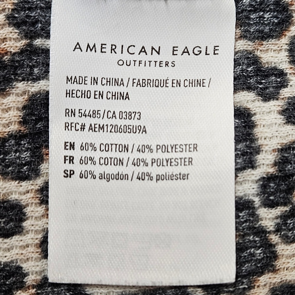 American Eagle Leopard Print Ribbed‎ Short Sleeve Stretchy Crop Top Size Large - Picture 7 of 10